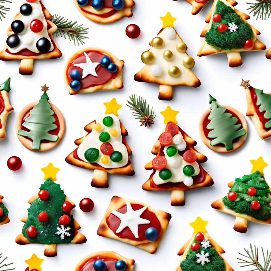 christmas tree mini pizzas shaped dough pizza toppings