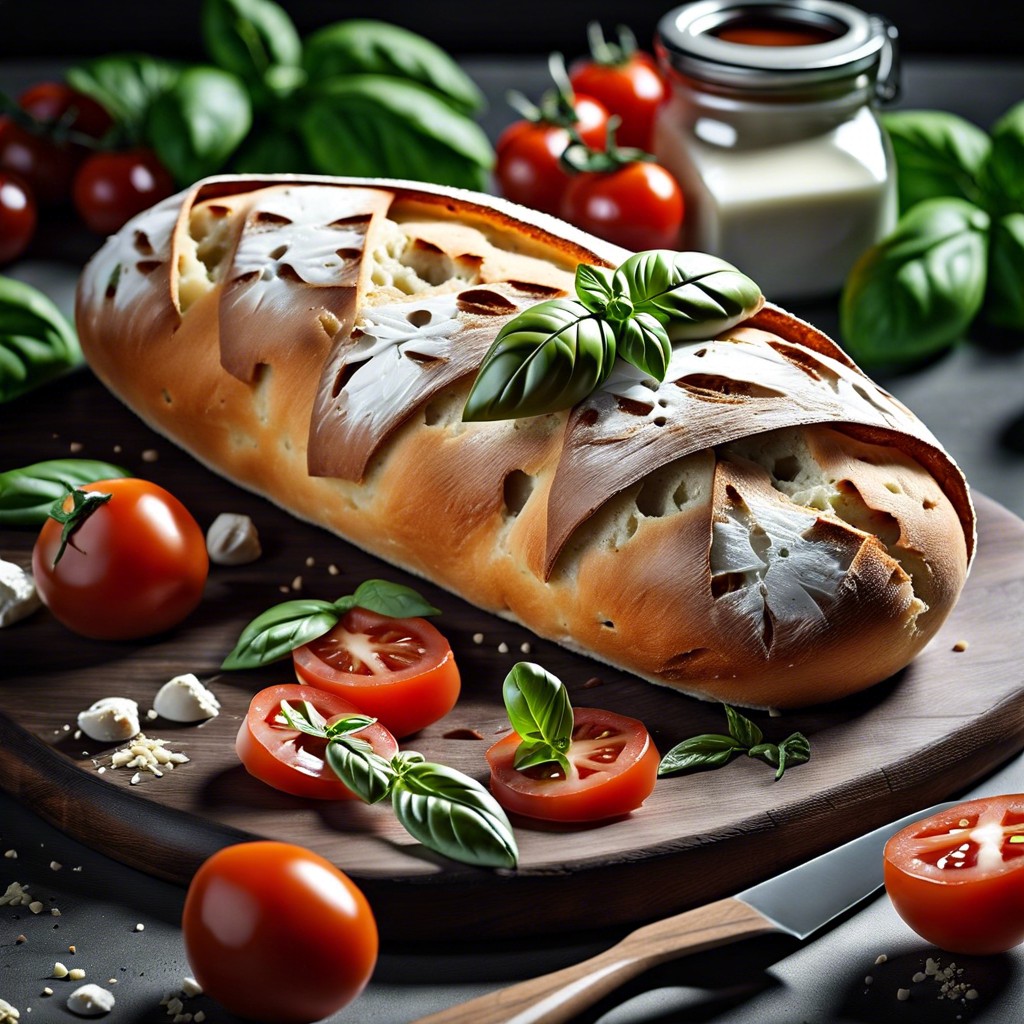 ciabatta bread with caprese ingredients