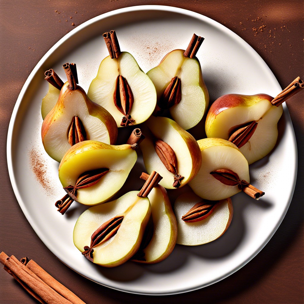 cinnamon dusted pear slices