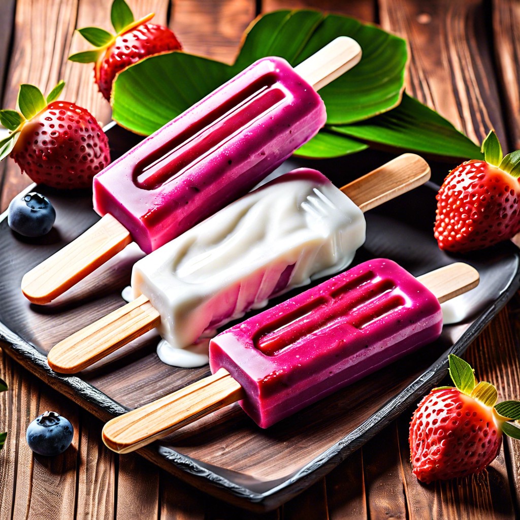 coconut yogurt and berry popsicles