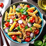 cold pasta salad with peas and carrots