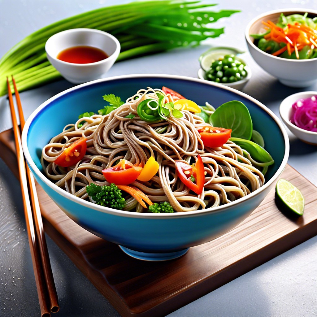 cold soba noodle salad with peanut sauce