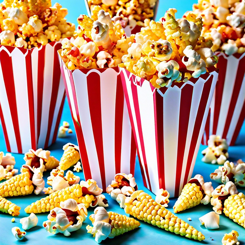 colored popcorn cones