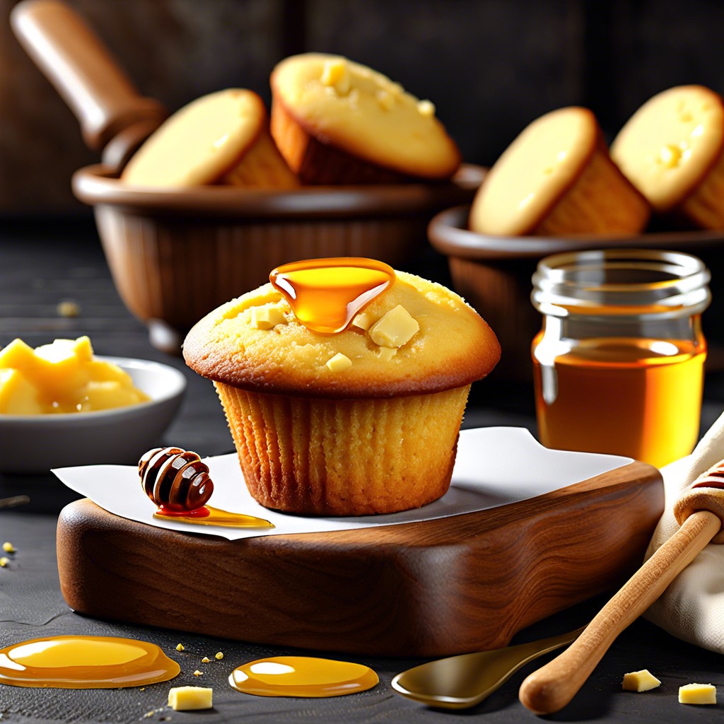 cornbread muffins with honey butter
