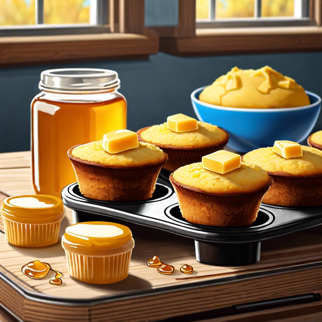 cornbread muffins with honey butter