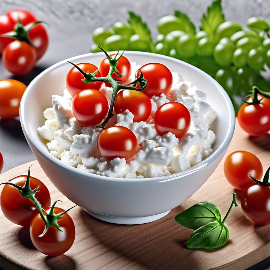 cottage cheese and cherry tomatoes