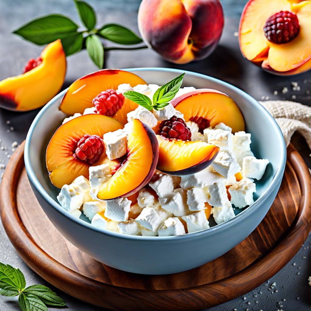 cottage cheese with sliced peaches