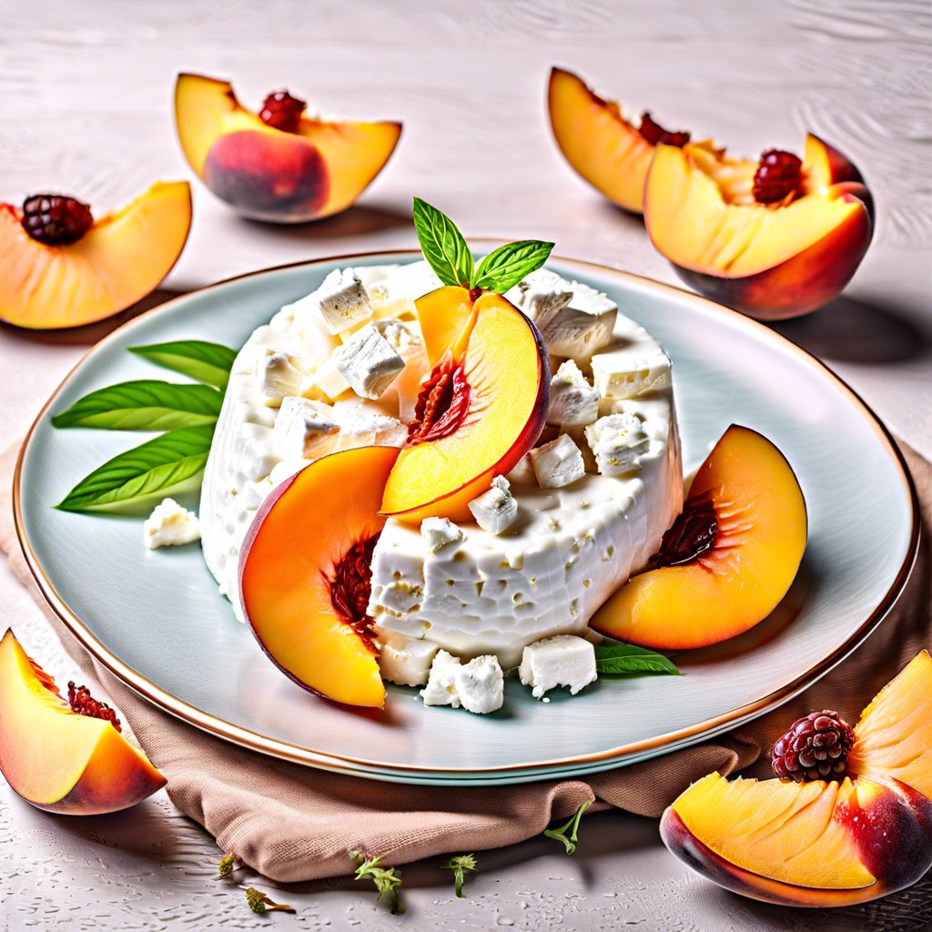 cottage cheese with sliced peaches