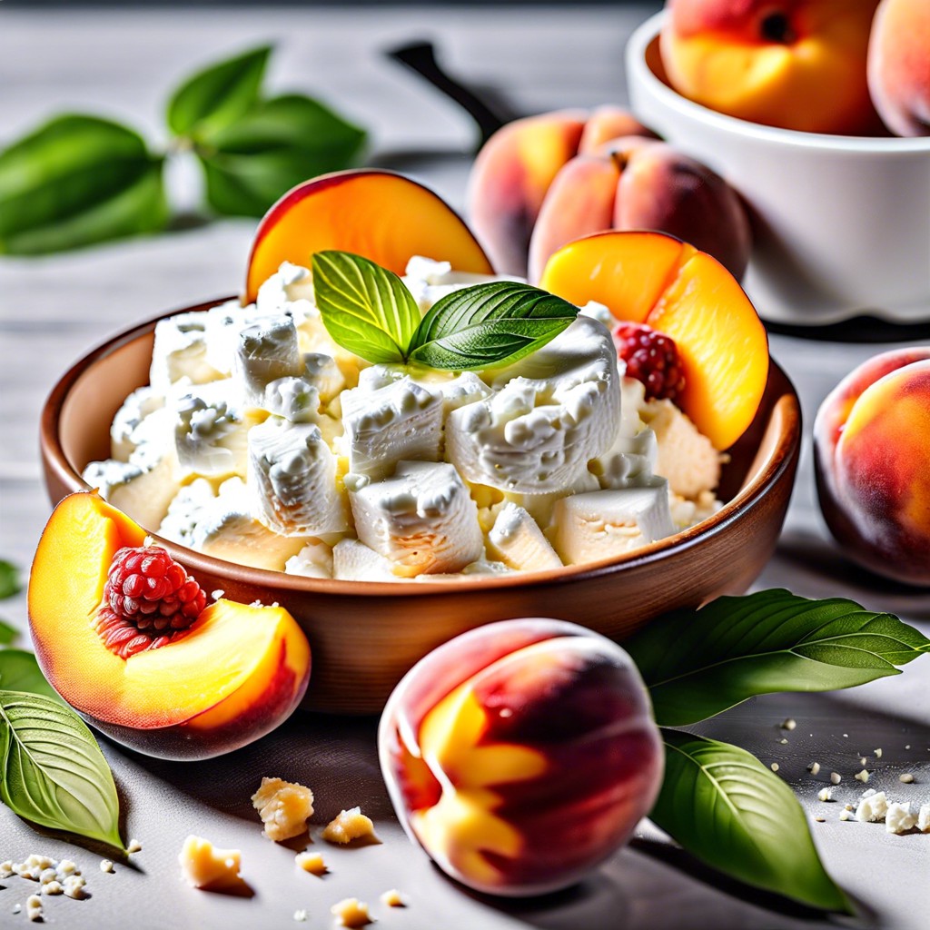 cottage cheese with sliced peaches