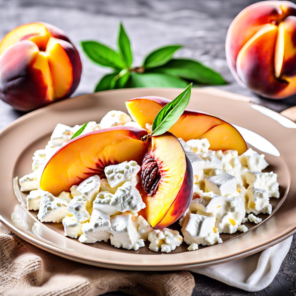 cottage cheese with sliced peaches