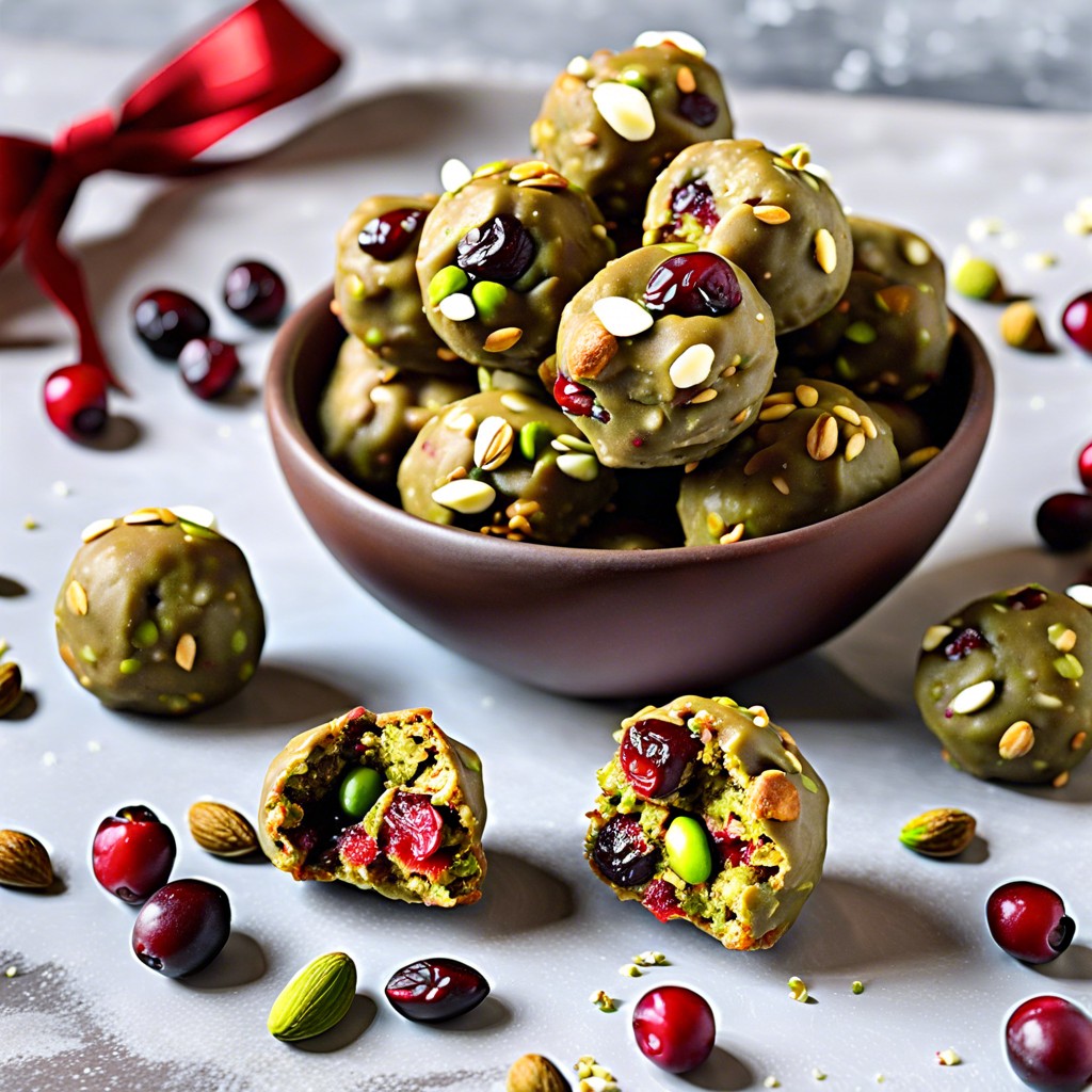 cranberry and pistachio energy bites