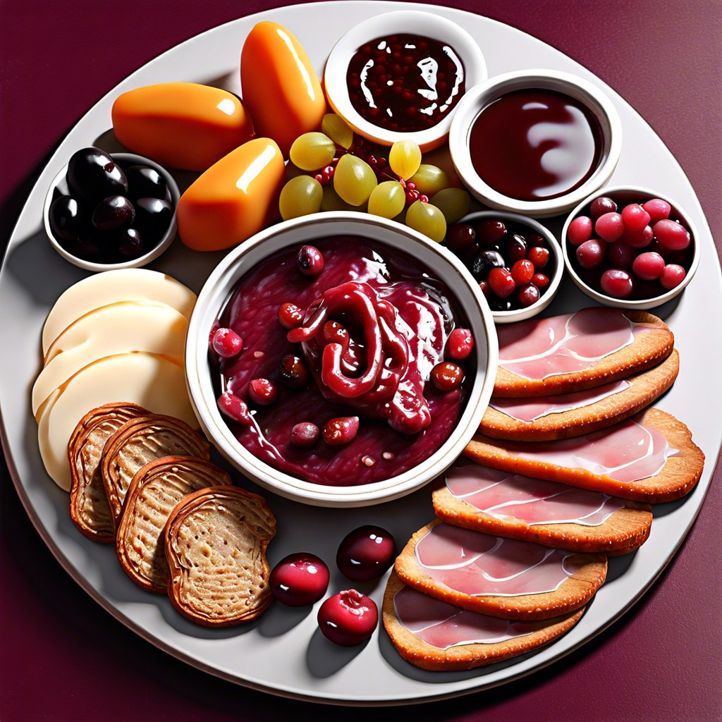 cranberry sauce dollops and brie