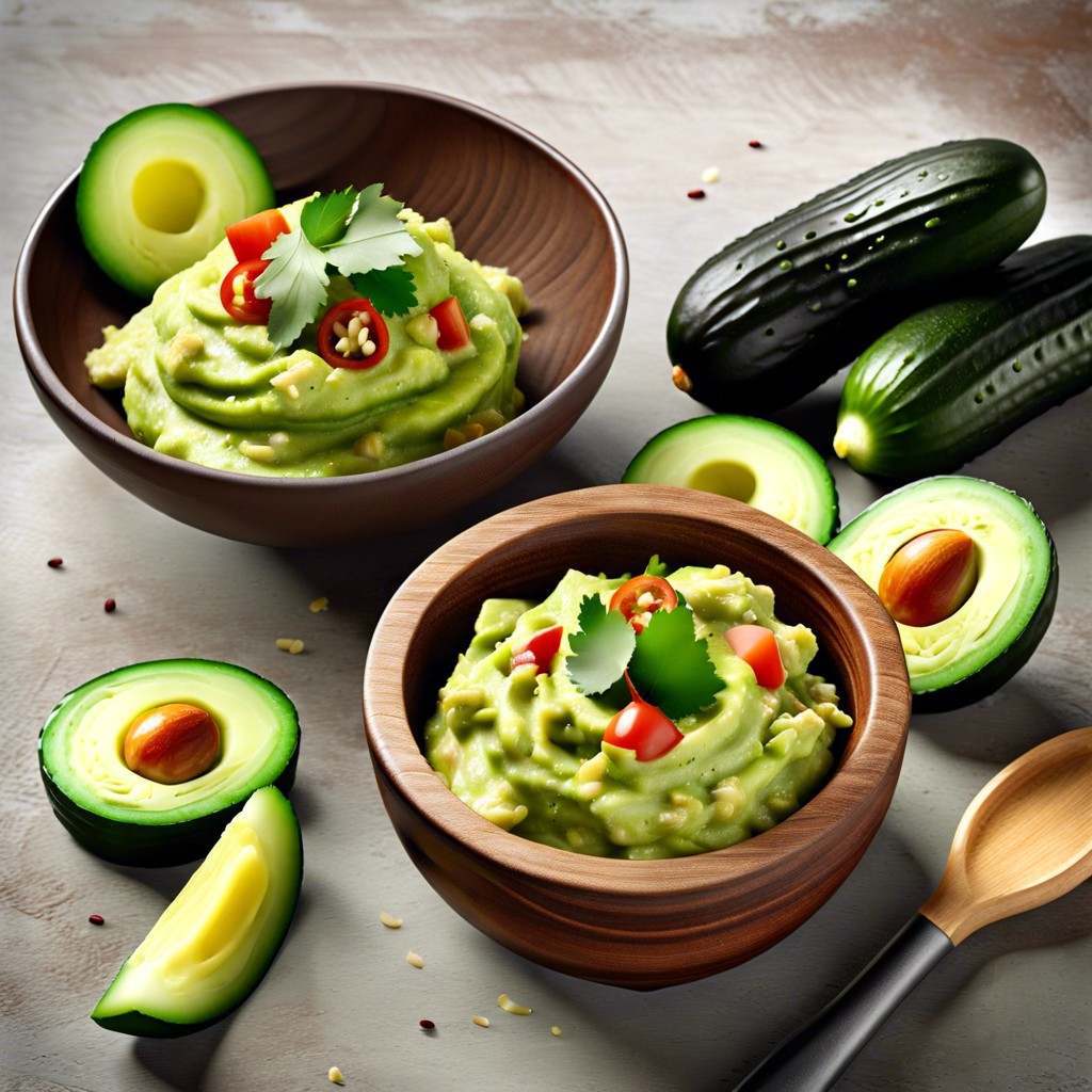 cucumber guacamole – substitute some avocados with diced cucumbers