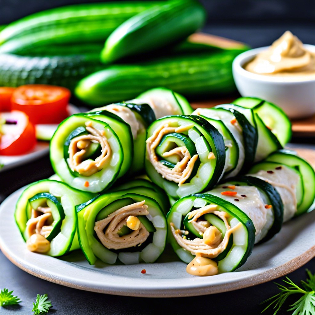 cucumber roll ups with hummus