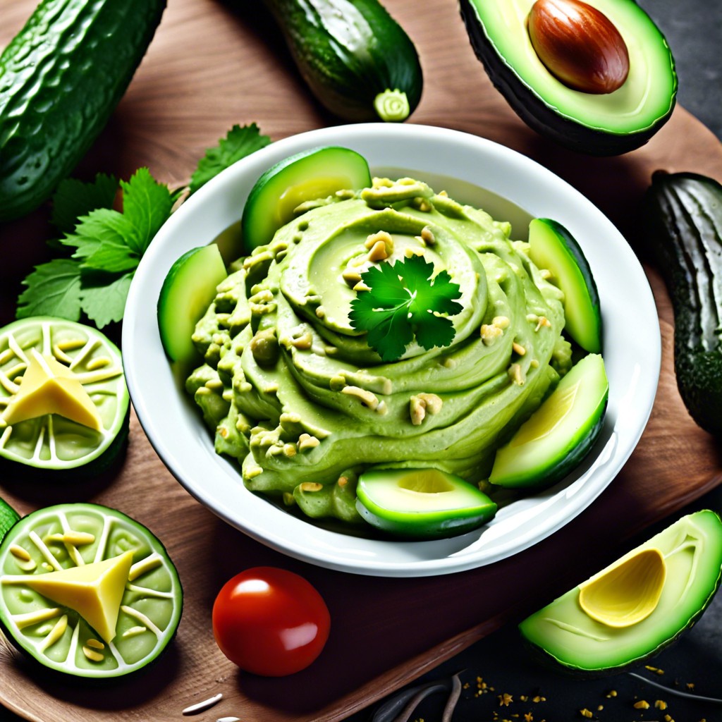 cucumber slices with guacamole