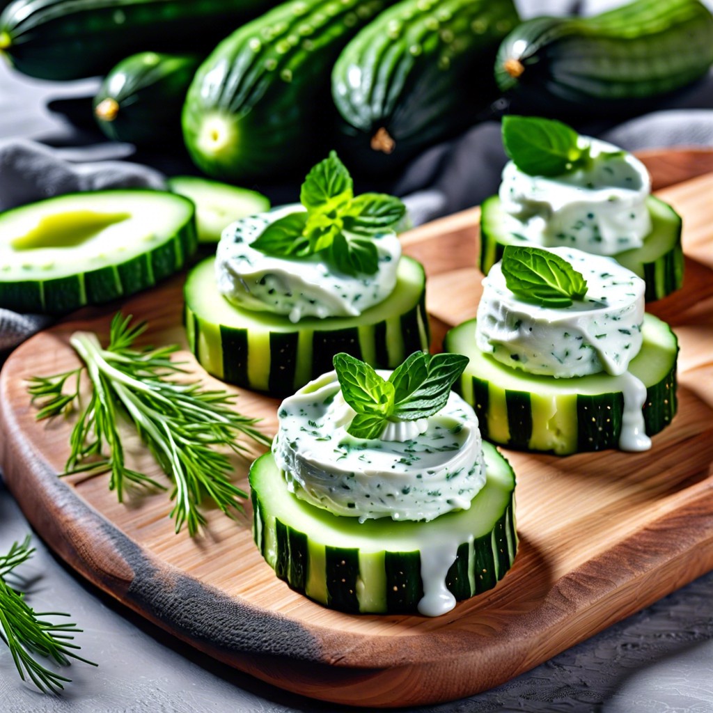 cucumber slices with herbed cream cheese