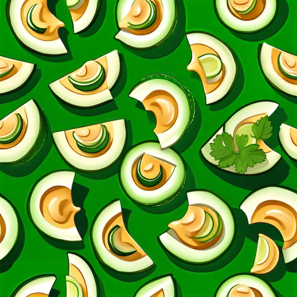 cucumber slices with hummus