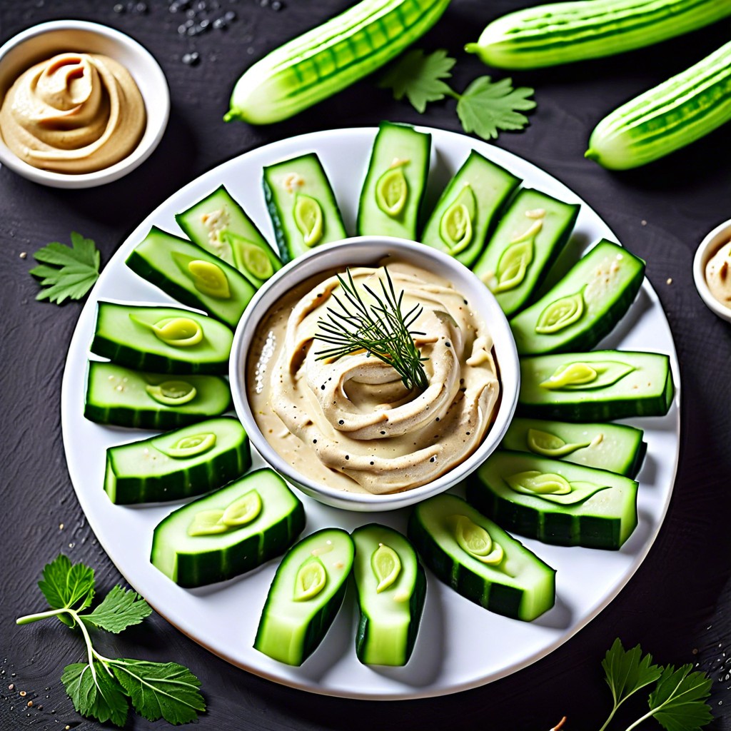 cucumber sticks with hummus