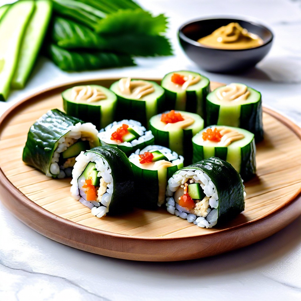 cucumber sushi with hummus