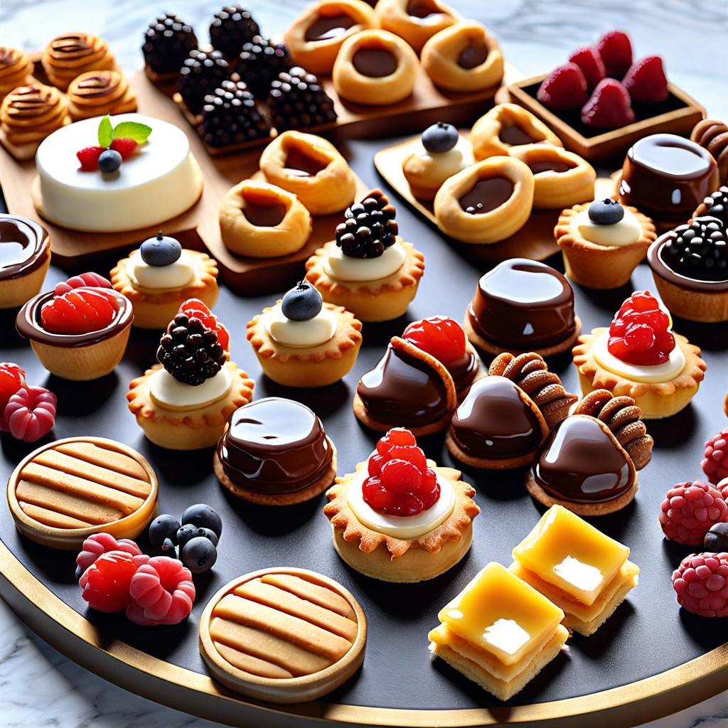 dessert board with mini pastries