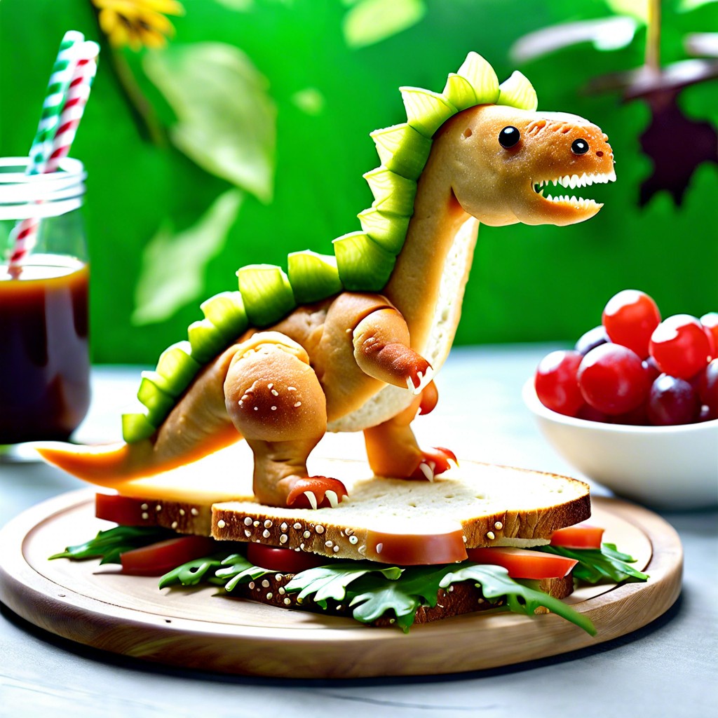 dino shaped sandwiches
