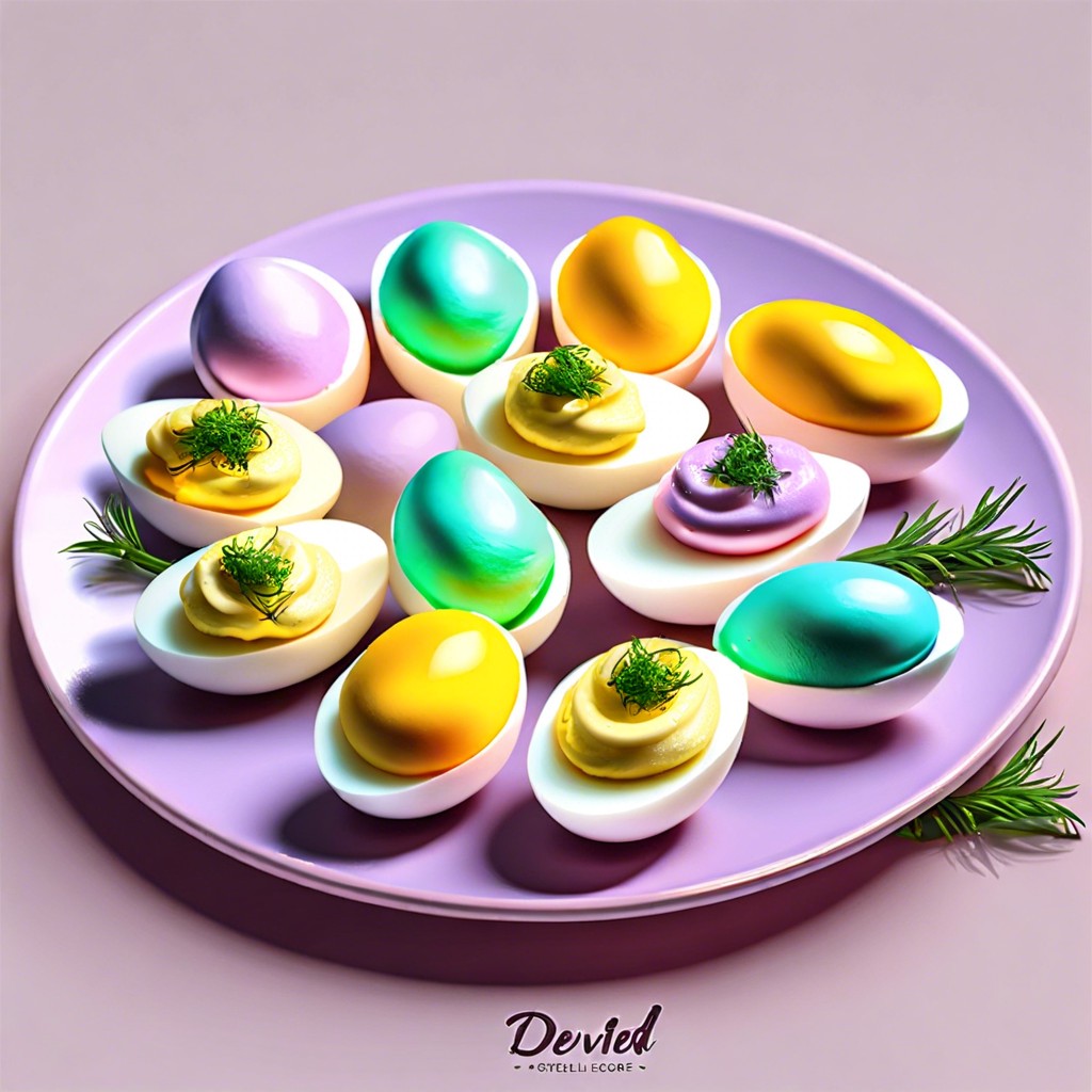 dyed pastel deviled eggs