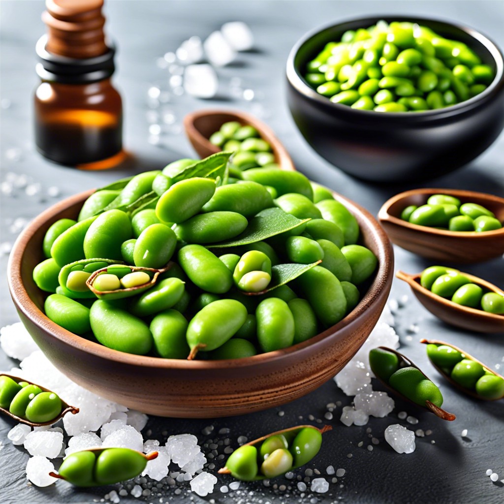 edamame sprinkled with sea salt