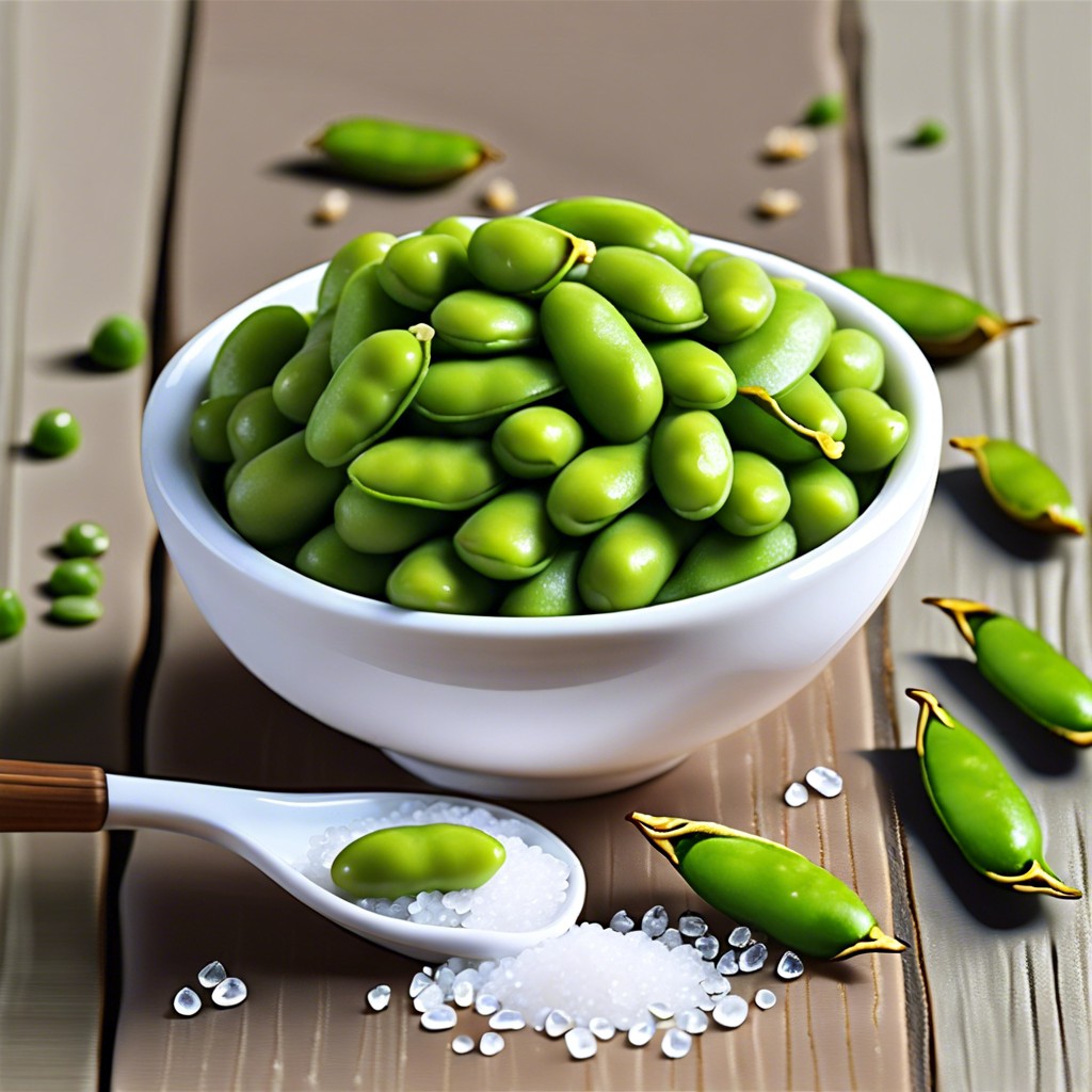 edamame with sea salt and a squeeze of lemon