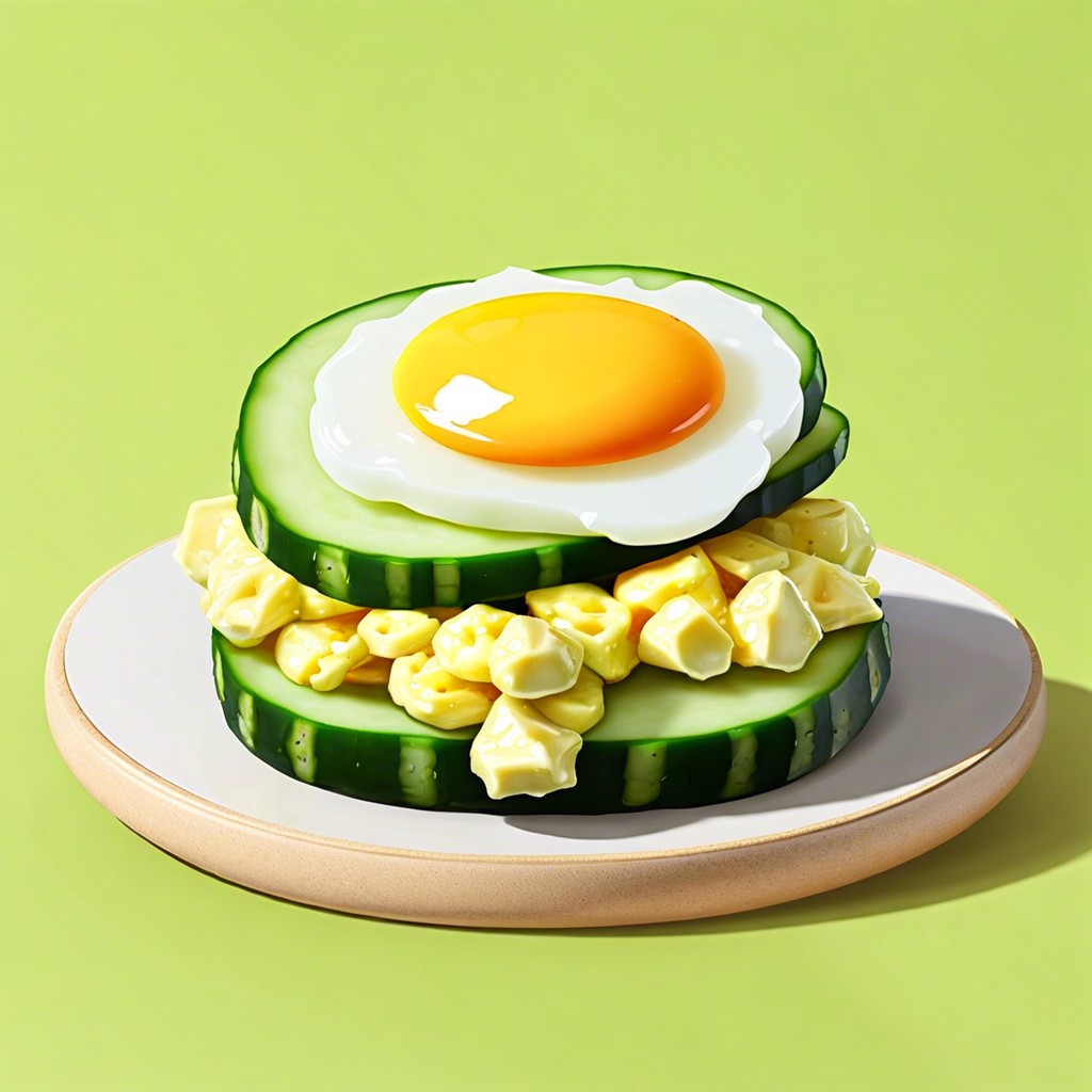 egg salad topped cucumber rounds