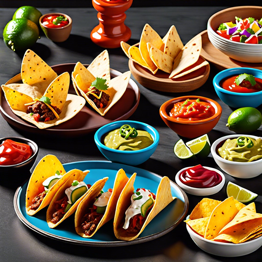 fiesta tray mini tacos quesadillas nachos and dips