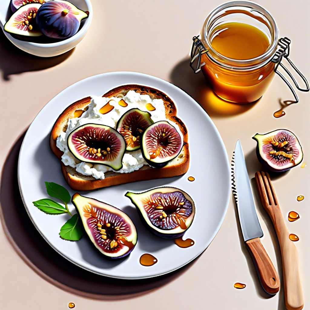 fig amp honey cottage cheese toast fresh fig slices with a honey drizzle
