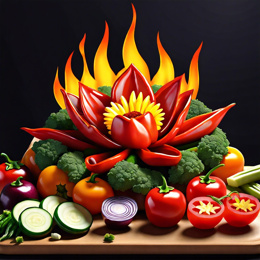 fire flower veggie platter