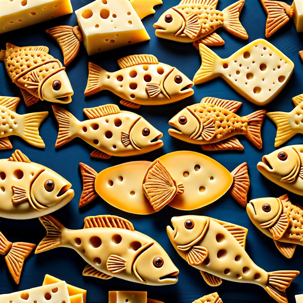 five loaves and two fish shapes cheese and crackers