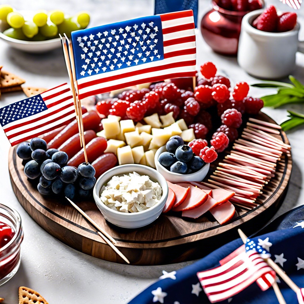 flag toothpicks in assorted meats