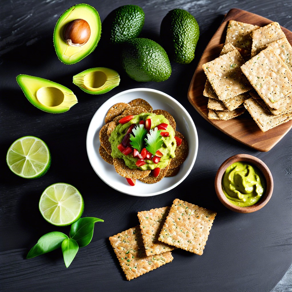 flaxseed crackers with guacamole