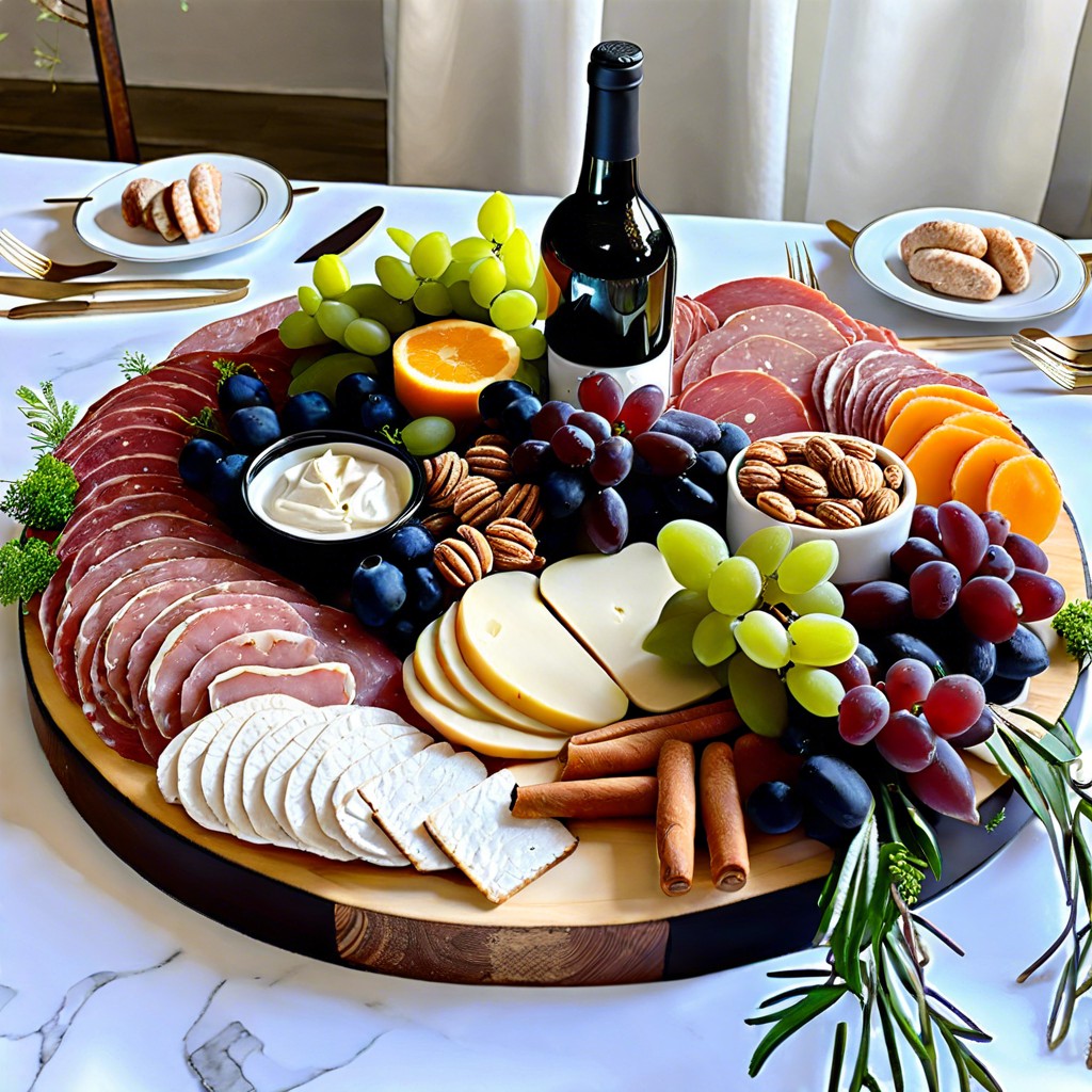 floral cheese and fruit display