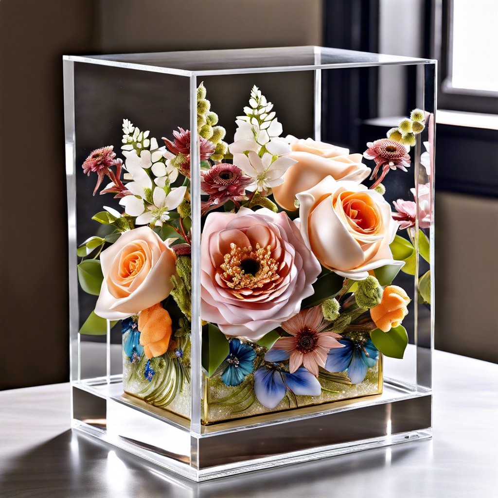 floral encased in clear epoxy