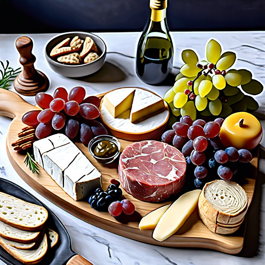 french elegance brie grapes pate and baguette slices