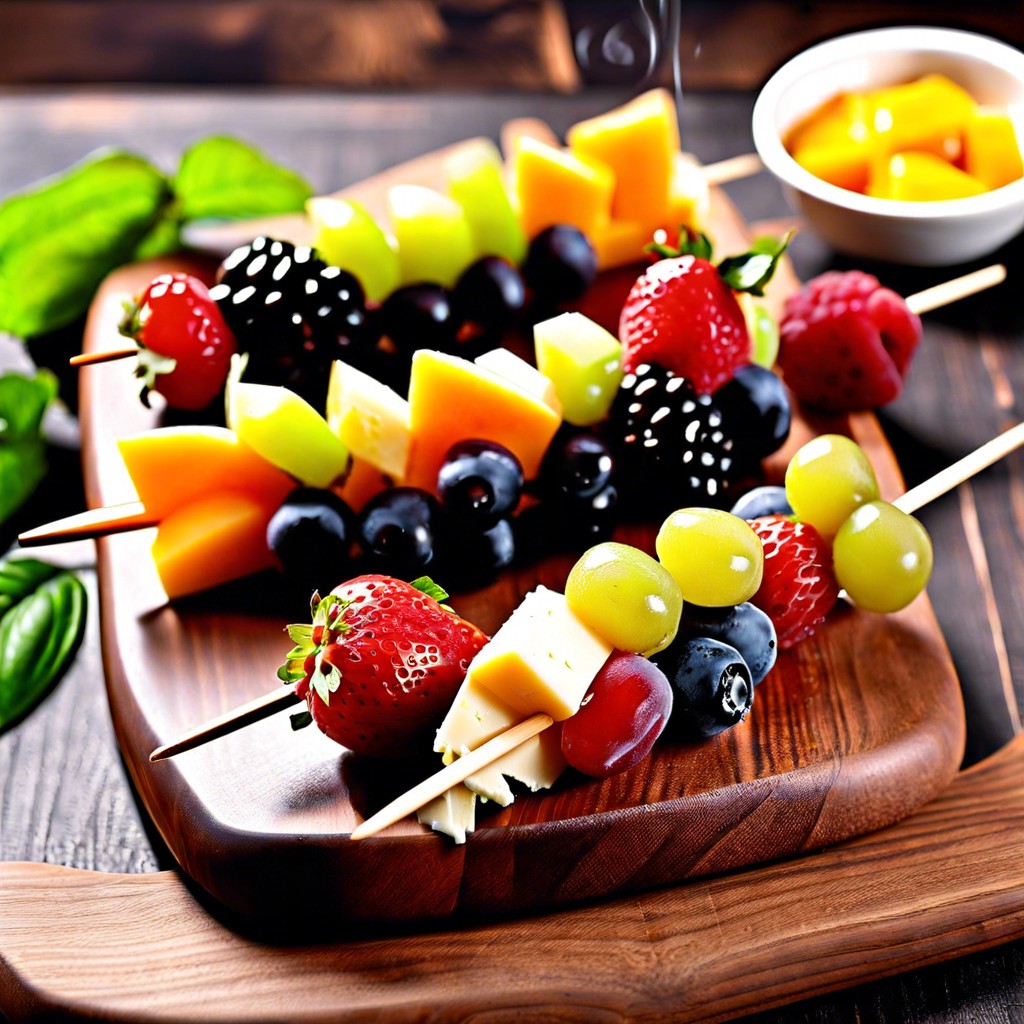 fresh fruit and cheese skewers