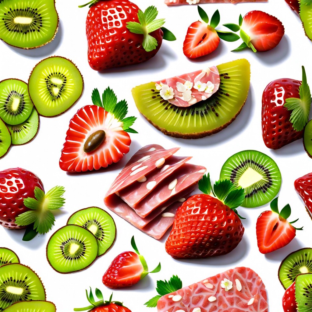 fresh strawberries and kiwi slices