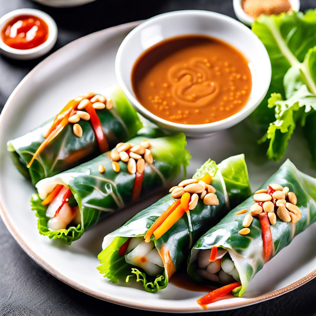 fresh vegetable spring rolls with peanut sauce