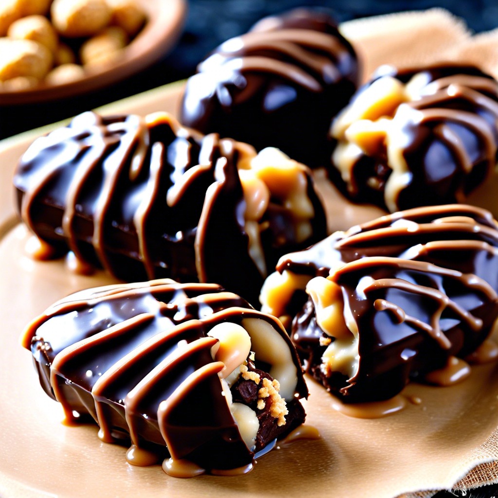 frozen peanut butter stuffed dates dipped in chocolate