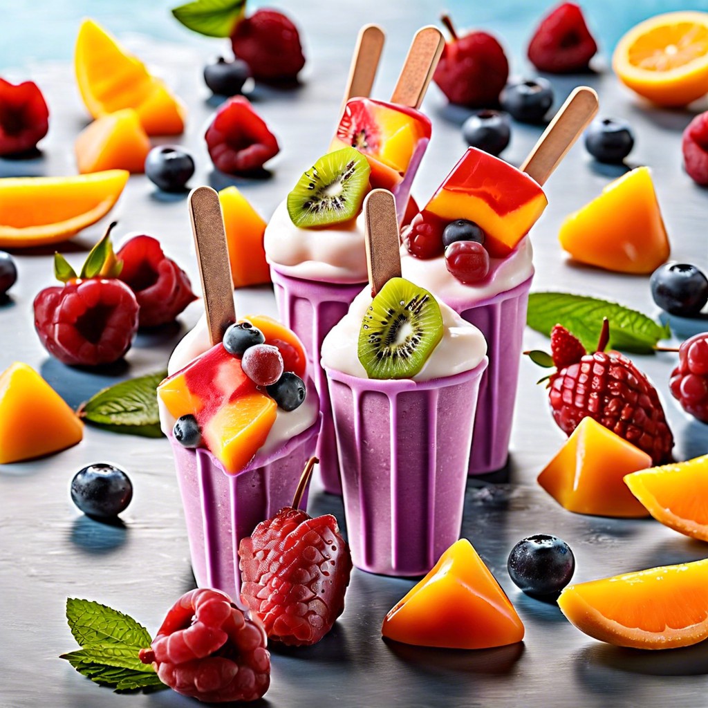 frozen yogurt pops with fruit pieces