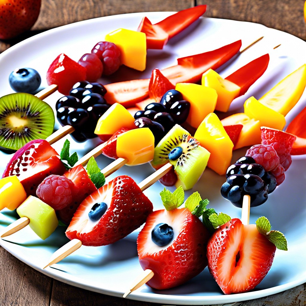 fruit kabobs with yogurt dip