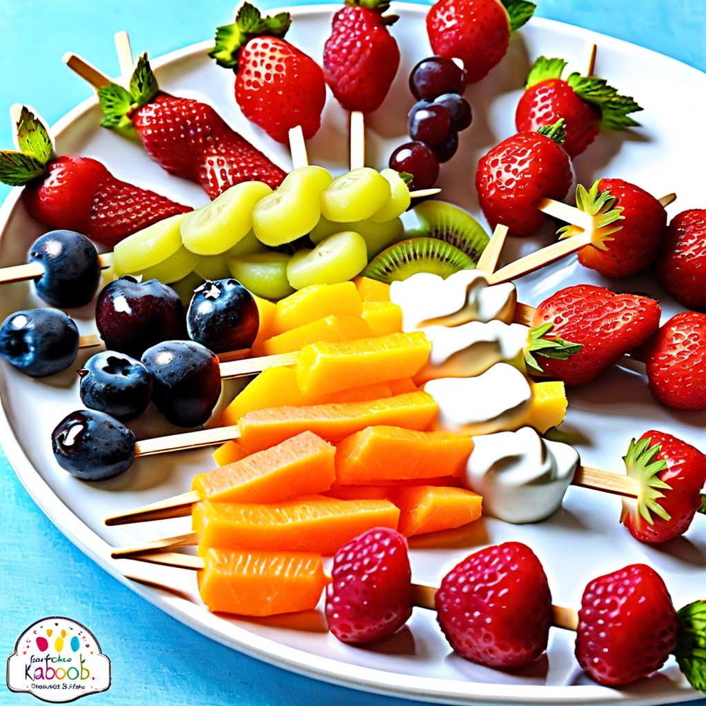 fruit kabobs with yogurt dip