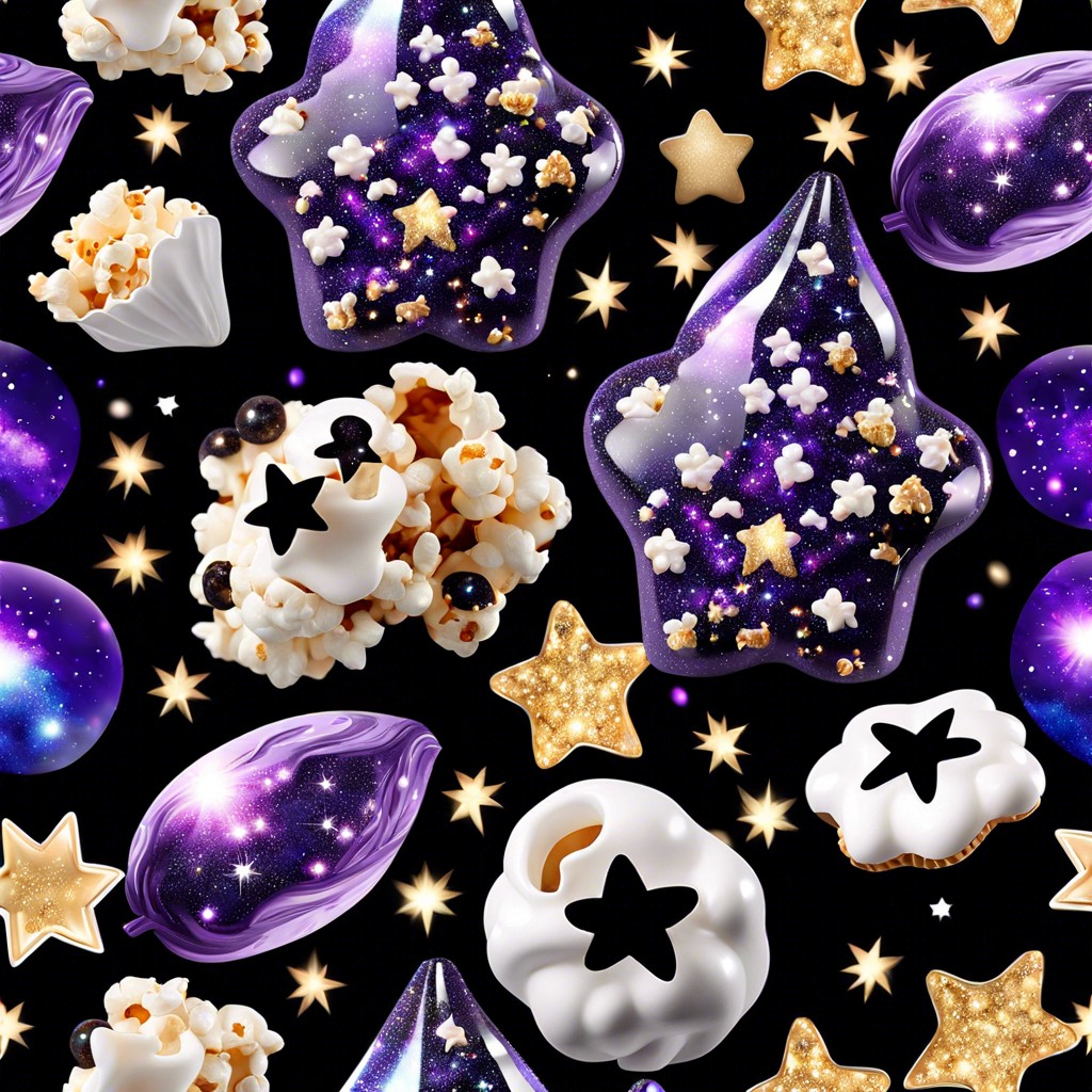 galaxy popcorn popcorn with black and purple edible glitter