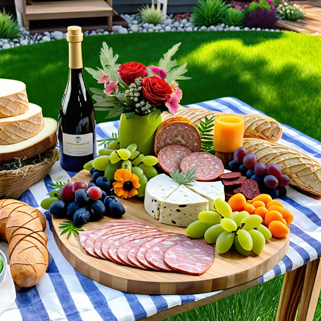 garden gathering herb cheese rolls cherry tomatoes cucumber slices and radishes