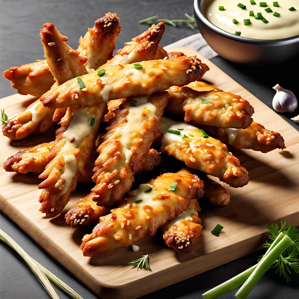 garlic parmesan wings with breadsticks