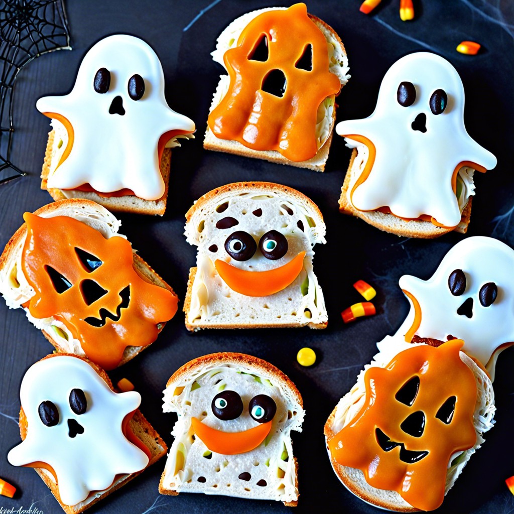 ghost shaped mini sandwiches