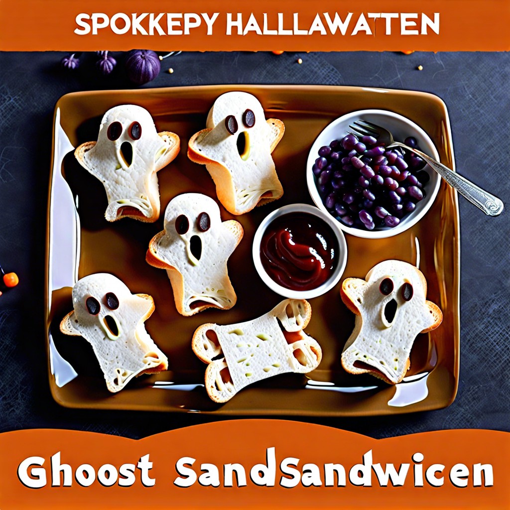 ghostly sandwiches cut sandwiches with ghost shaped cookie cutters